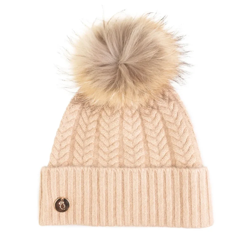 100 cashmere georgie hat hazel natural pom