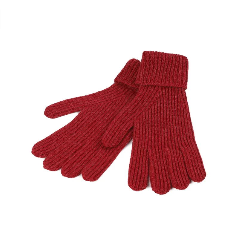 100 cashmere men s ribbed gloves brick red