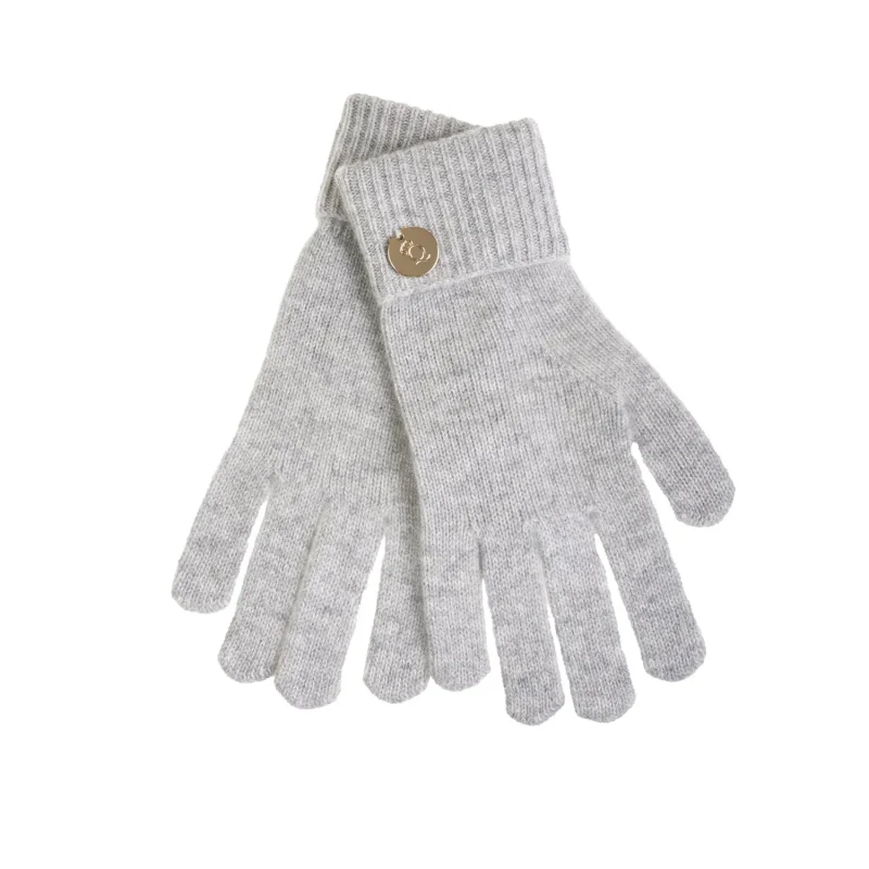 100 cashmere plain glove in silver clay