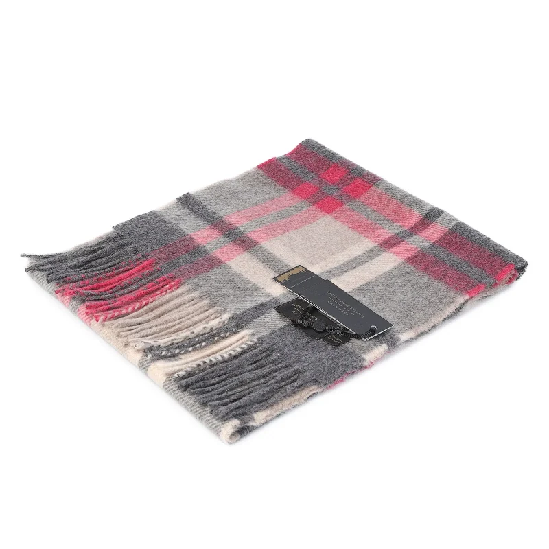 100 cashmere tartan scarf ruby red