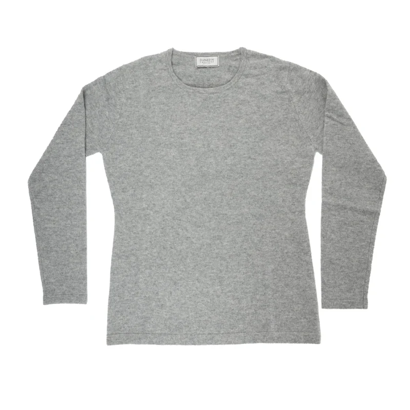 100 cashmere women s grey crew neck sweater