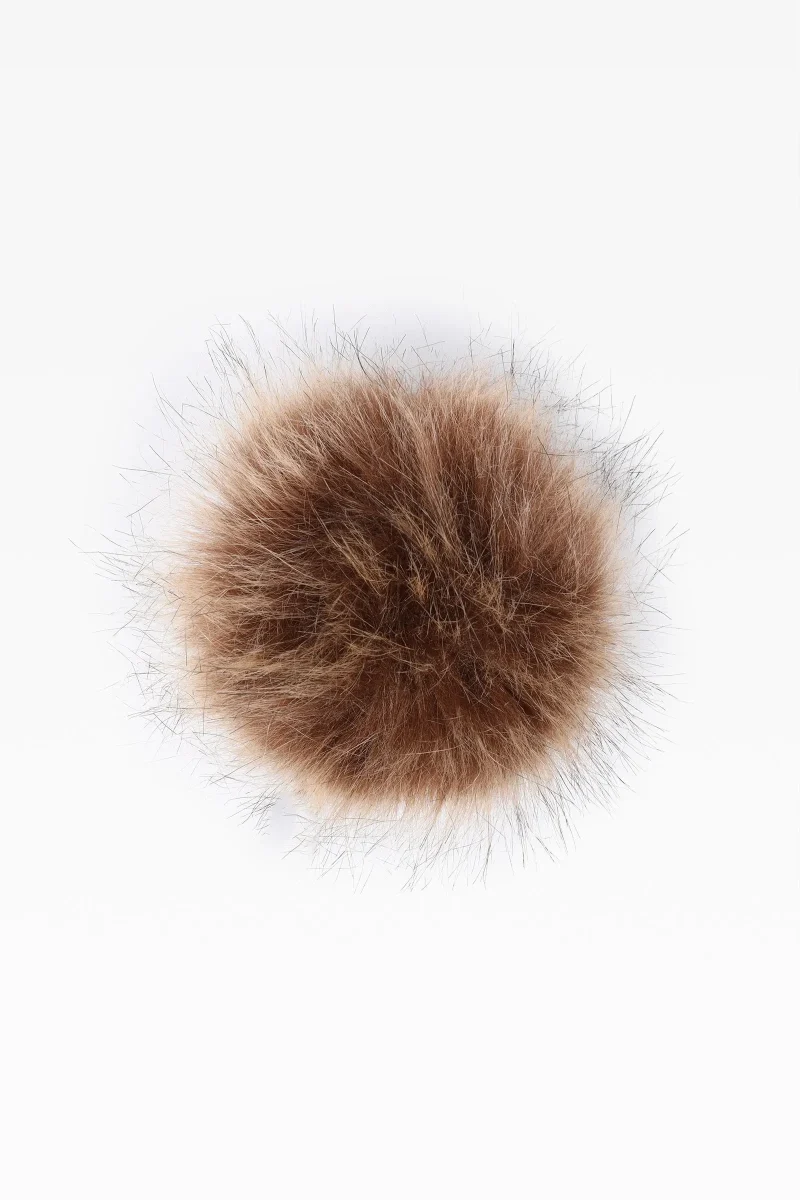 100 faux fur dark brown pom pom