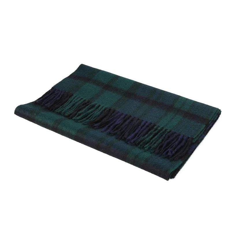 100 lambswool wide scarf black watch double scale