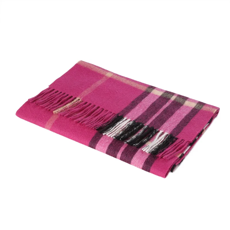 100 lambswool wide scarf scotty thom raspberry