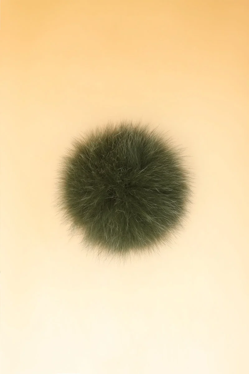 100 real fur olive pom pom