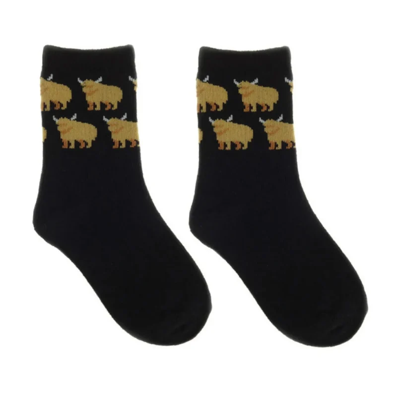 2 pack highland cow kids socks