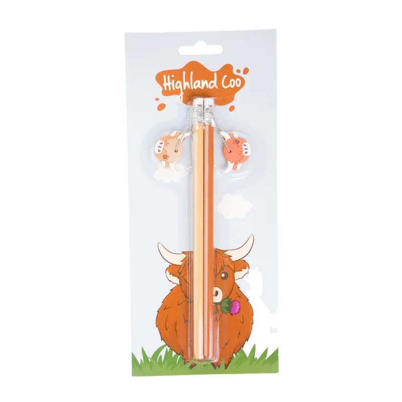 2 piece highland cow charm pencils set