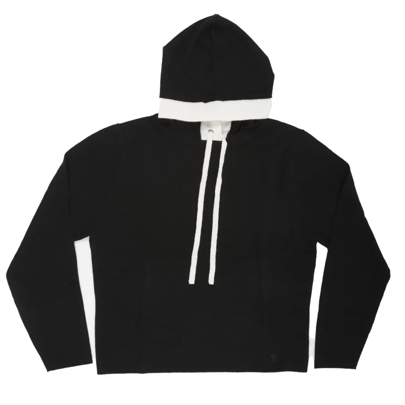 30 cashmere hoodie black angel contrast