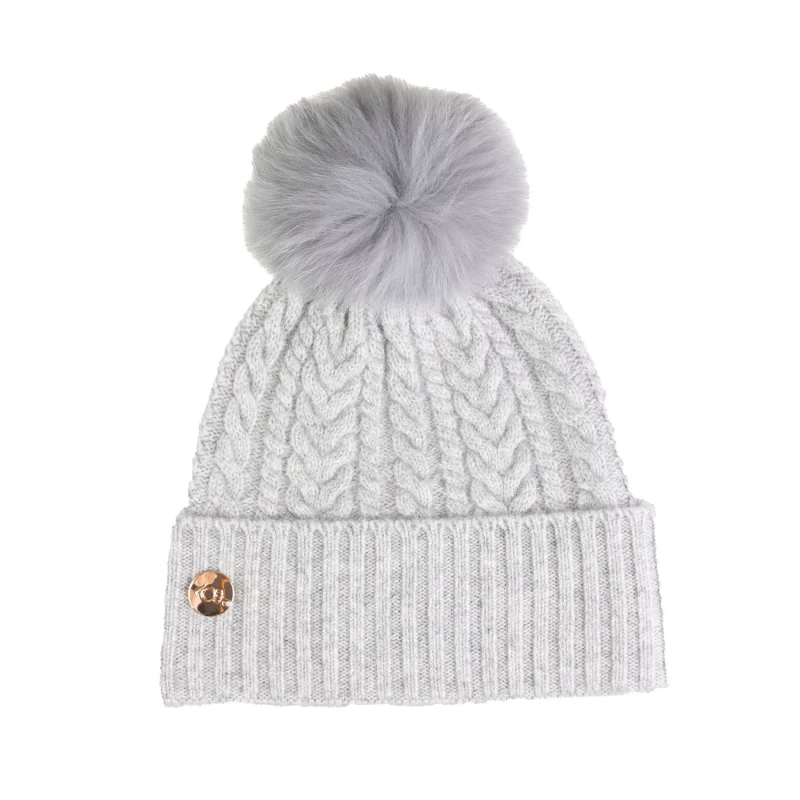 30 cashmere women s pom pom hat pearl river grey