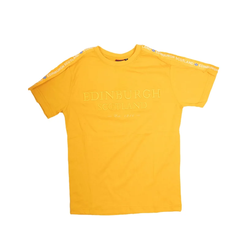 3d embroidered edinburgh scotland t shirt mustard