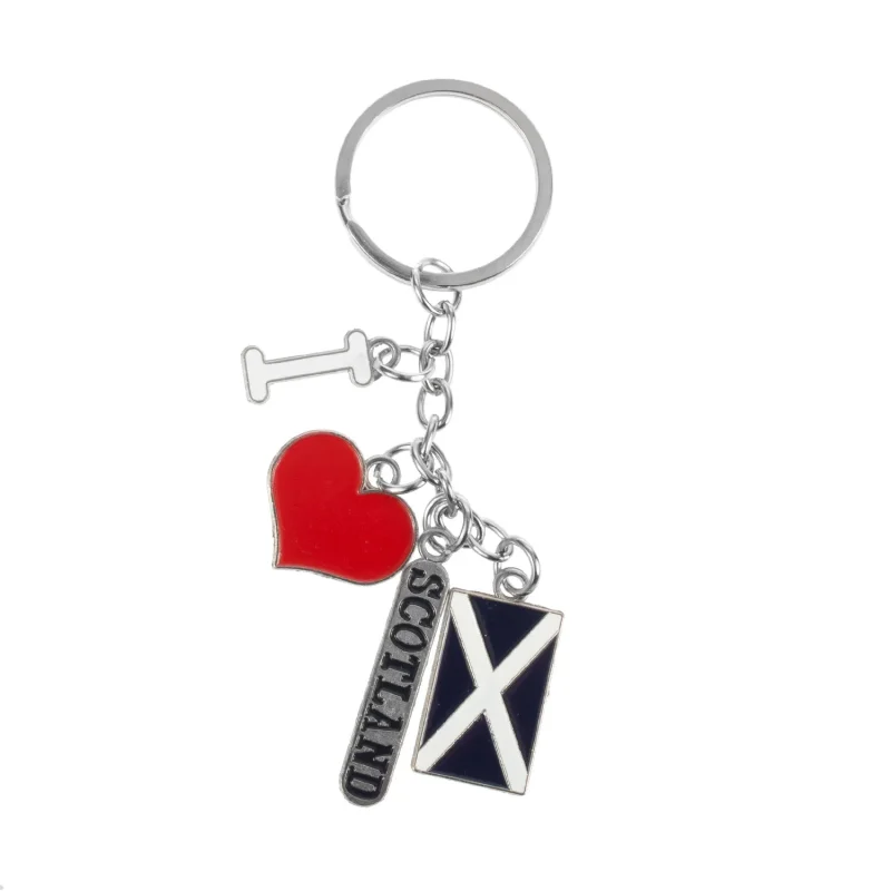 4 icon chain scotland heart keyring