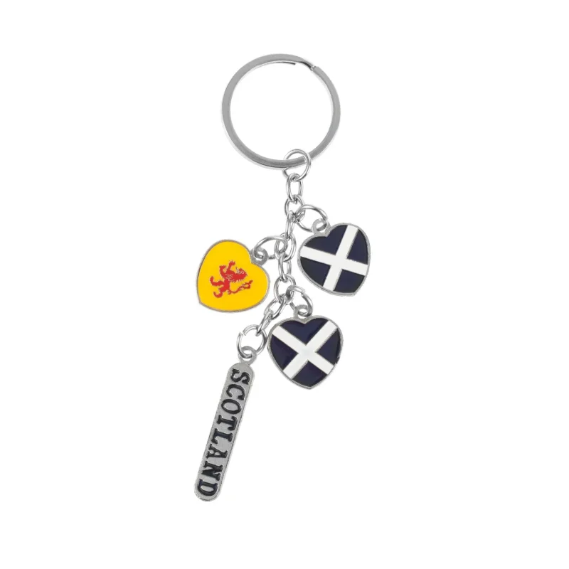 4 icon chain small heart flag keyring