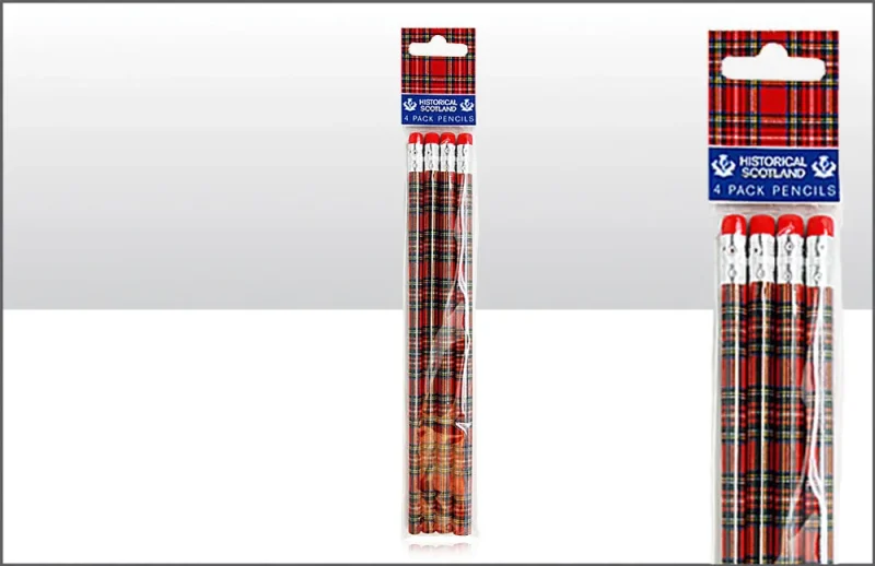 4 pack tartan pencil set