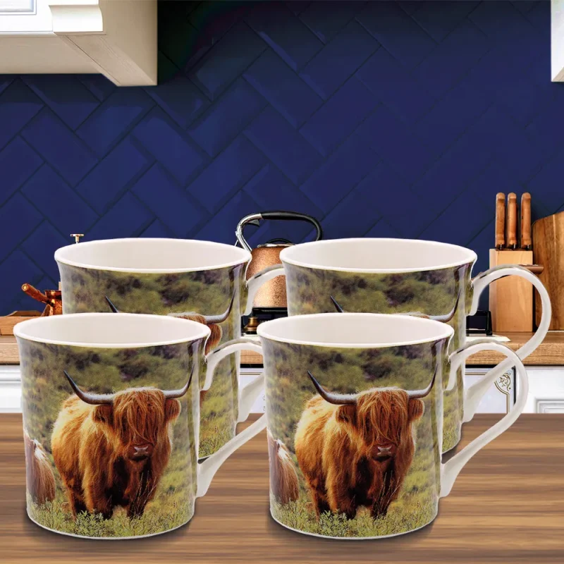 4 piece cow calf mugs set