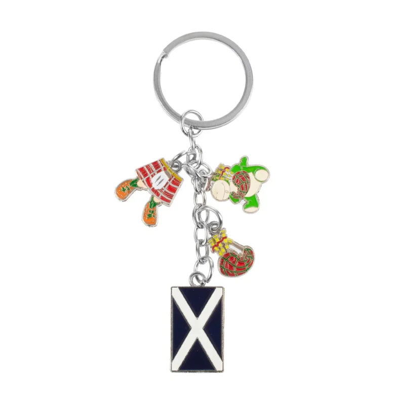 4 tag chain keyring with icon charms