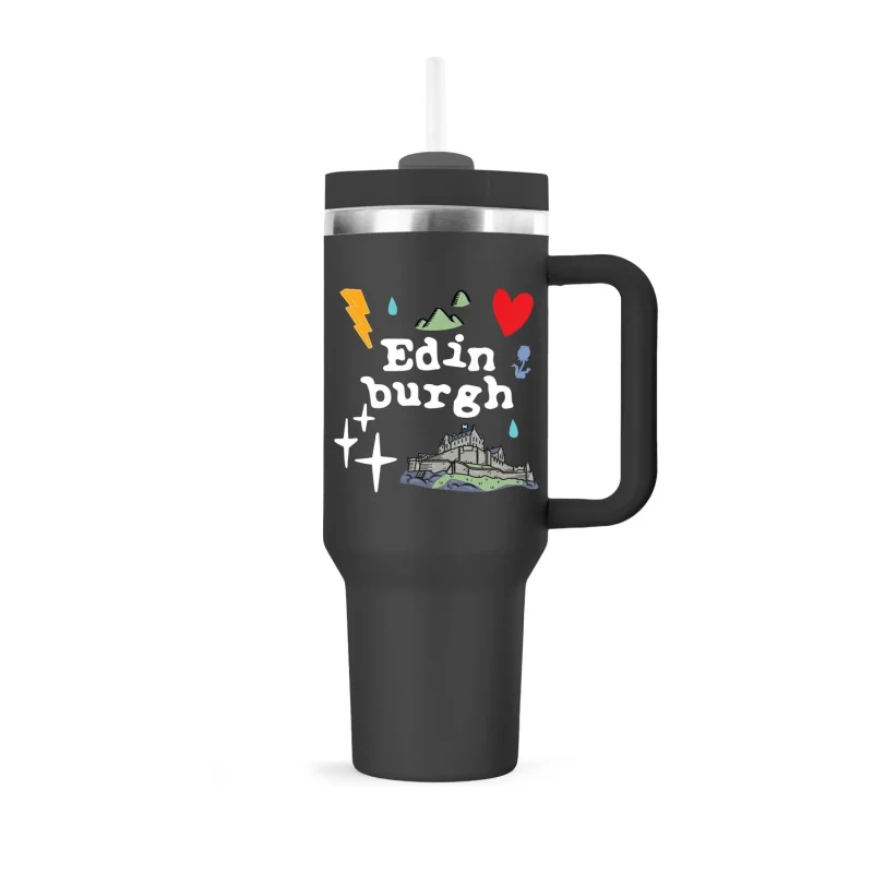 40oz edinburgh cup black with straw