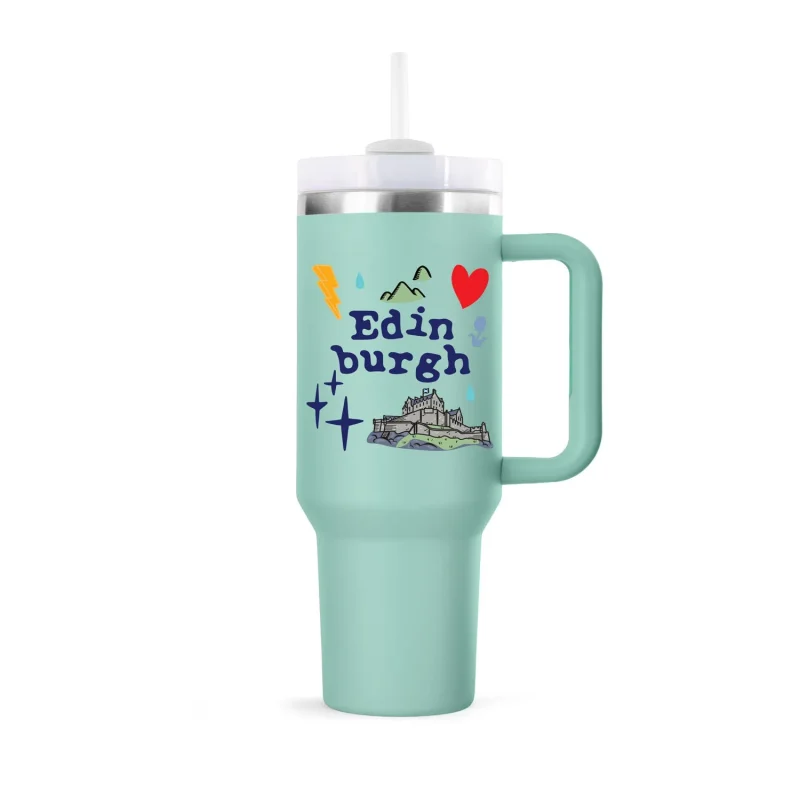 40oz edinburgh cup with straw frosty green