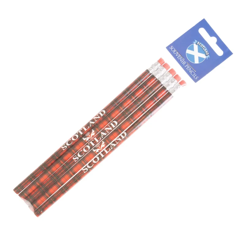 5 pack scotland tartan pencils