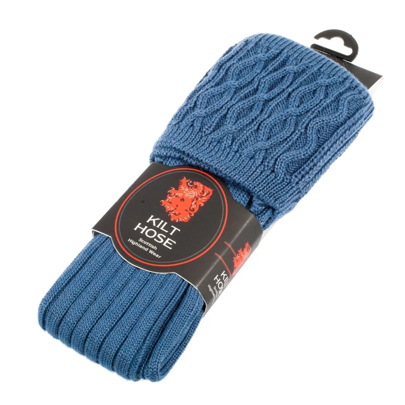 50 wool lovat blue kilt socks for adults