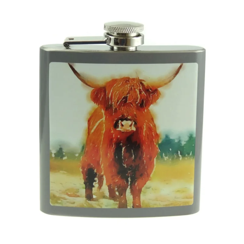 6oz stainless steel hip flask cow