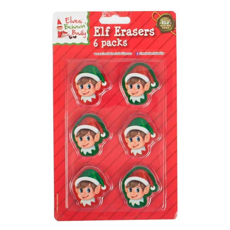 6pc elf head 2d erasers