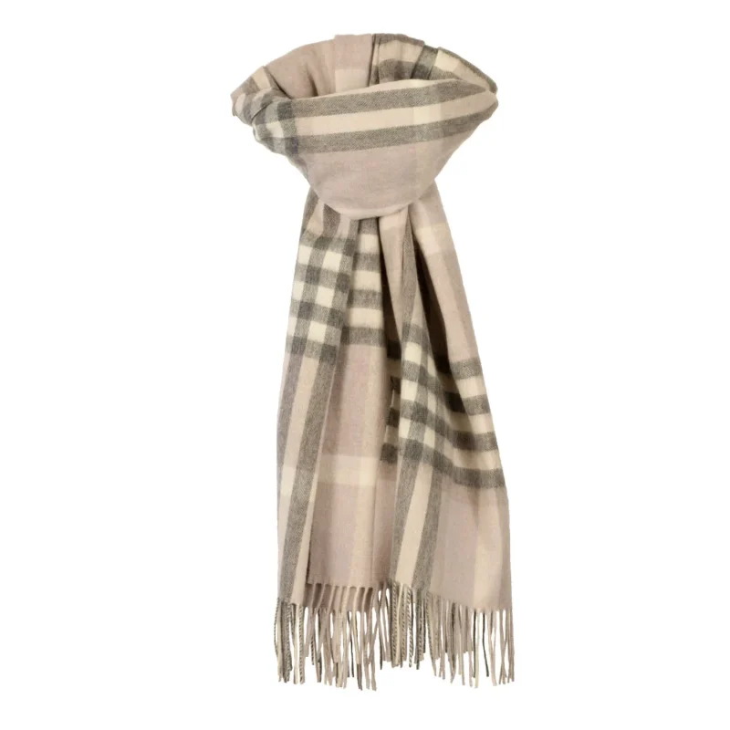 90 10 tartan cashmere scarf camel