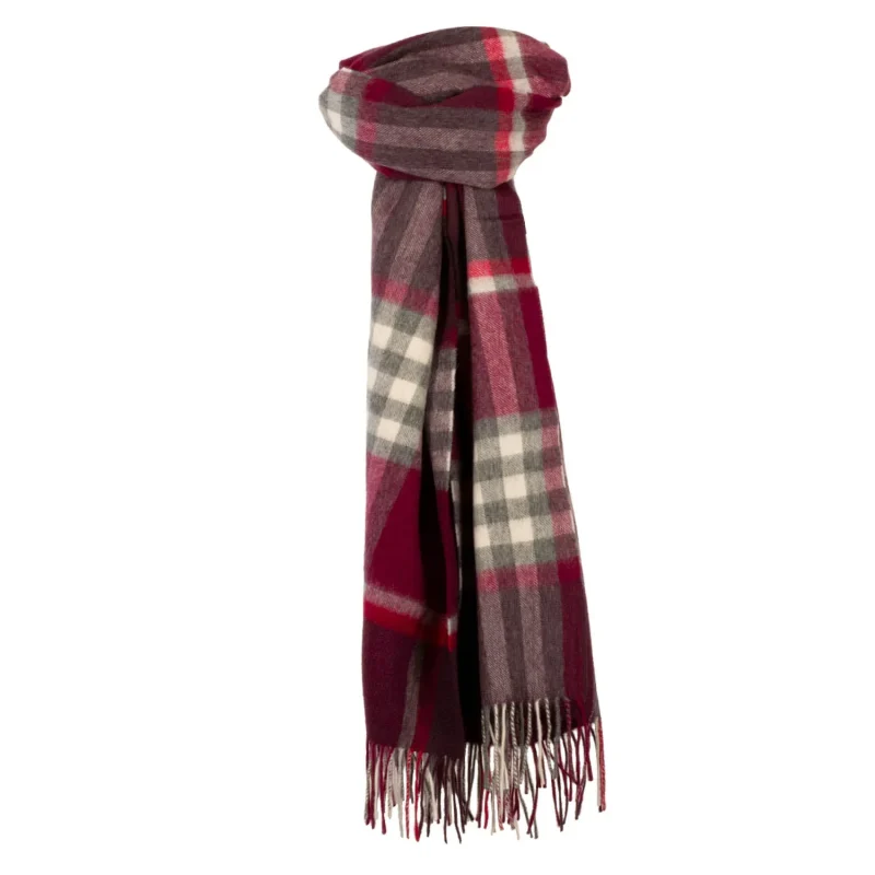 90 10 tartan cashmere scarf damson