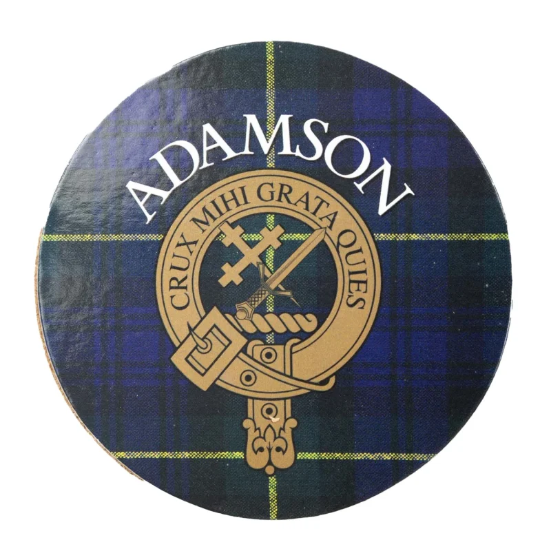 adamson family round cork coaster