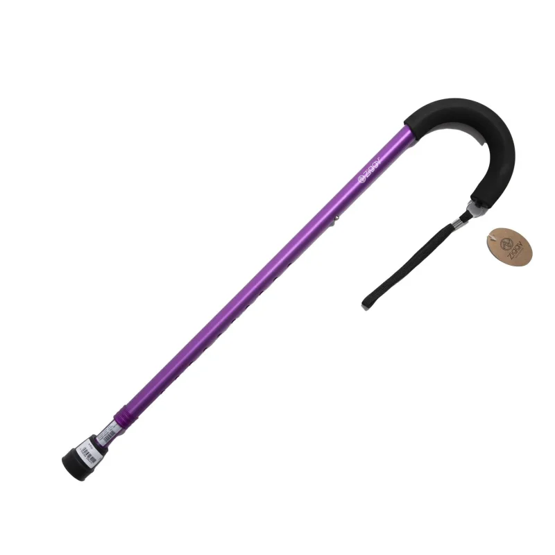 adjustable purple crook handle walking stick