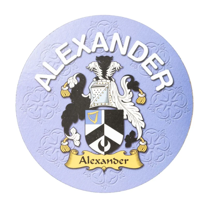 alexander clan round cork coasters