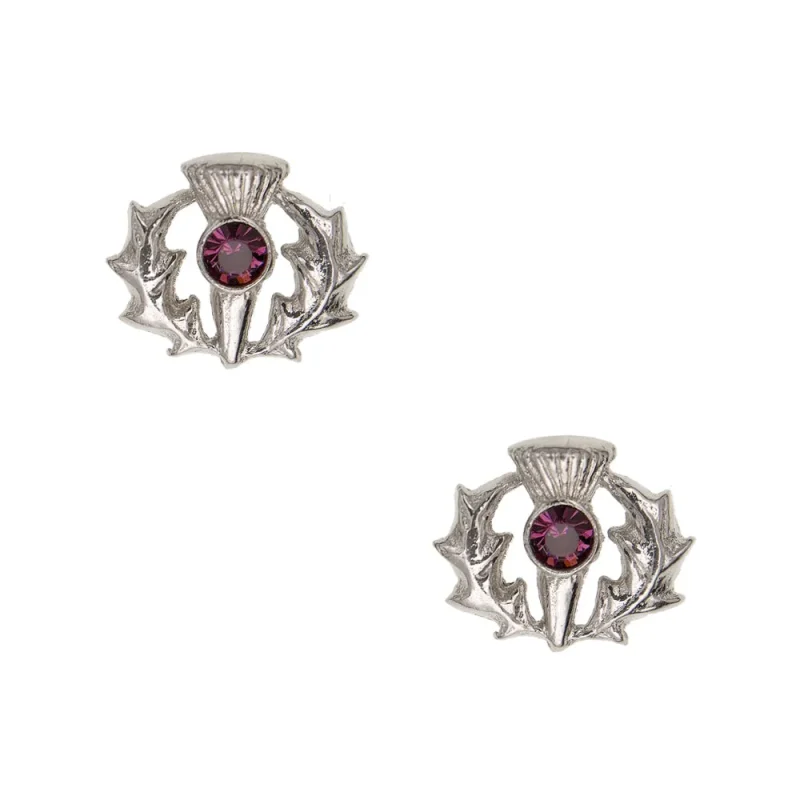 amethyst thistle earrings scottish elegance