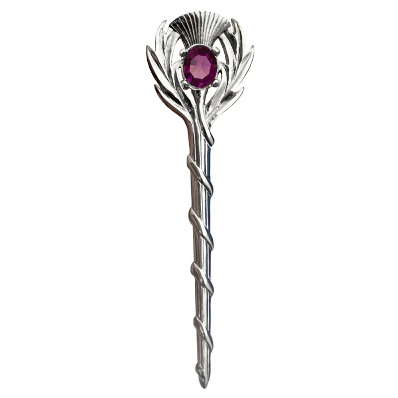 amethyst thistle kilt pin dark purple