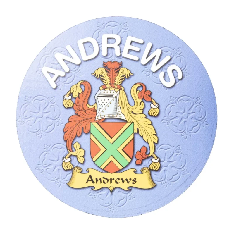 andrews family name round cork coaster