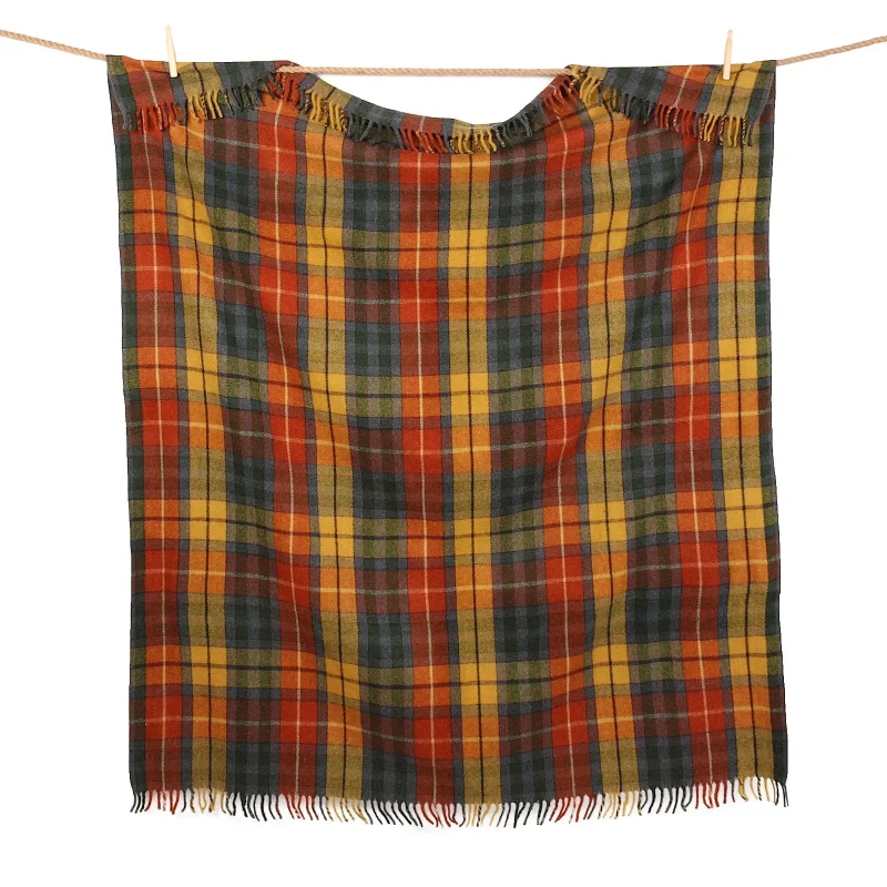 antique buchanan tartan throw blanket recycled wool