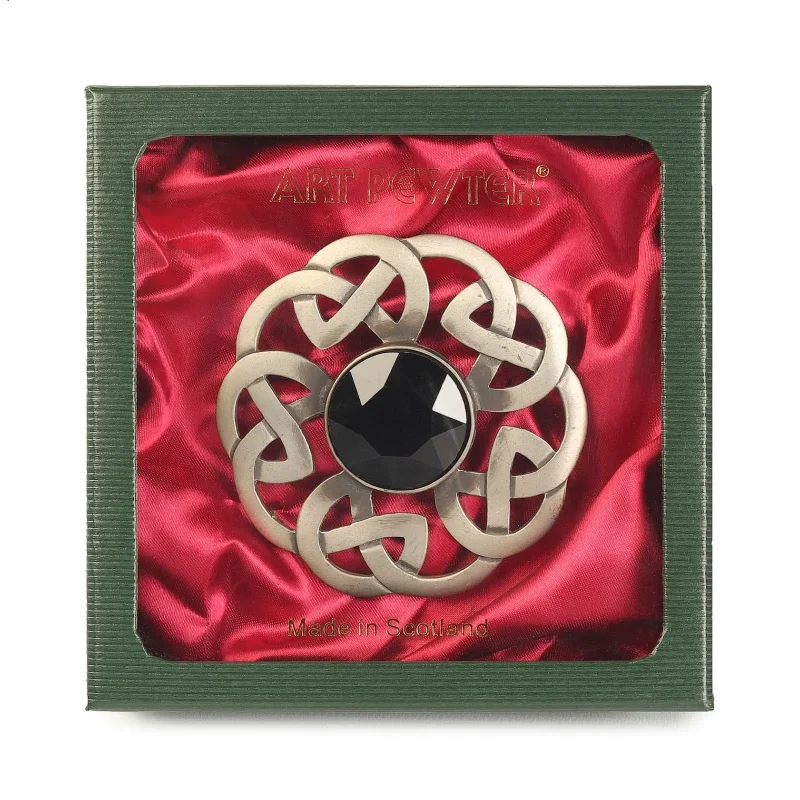 antique celtic plaid brooch black interlace