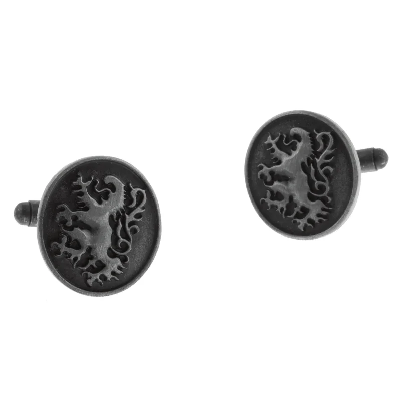 antique finish lion rampant oval cufflinks