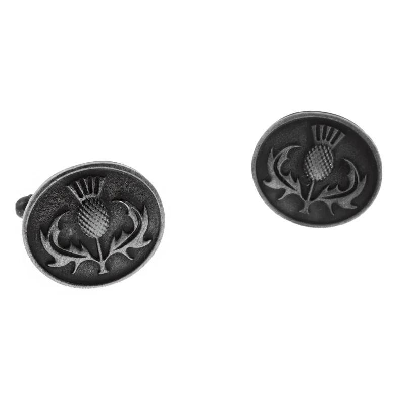 antique thistle oval cufflinks