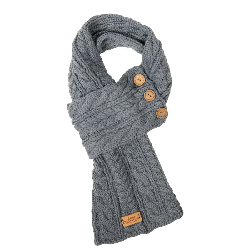 aran cable knit button scarf