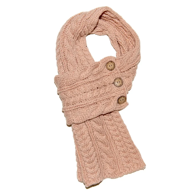 aran cable knit scarf with button