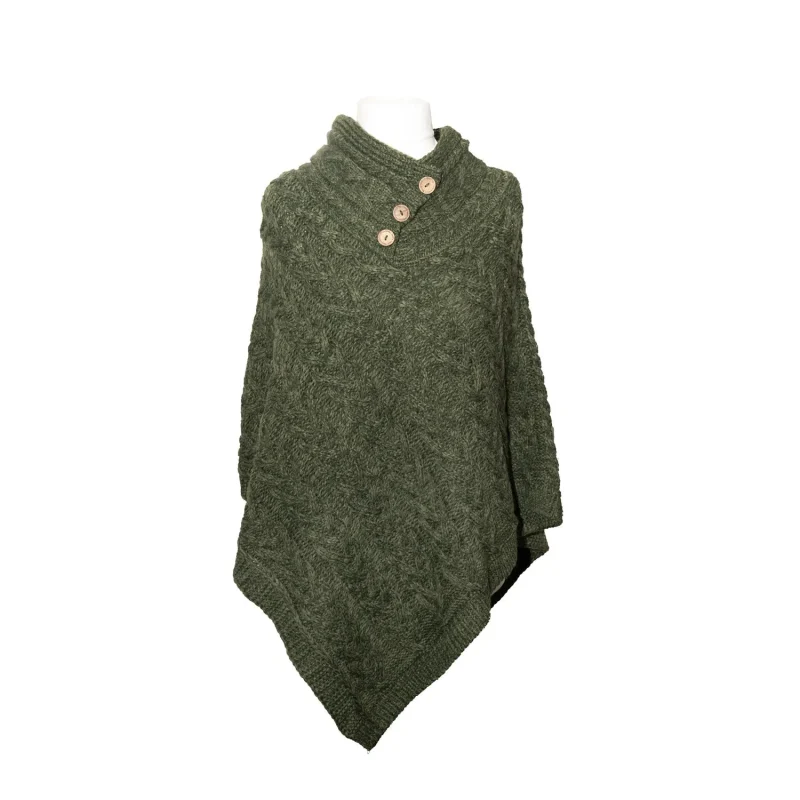 aran cable shawl neck poncho