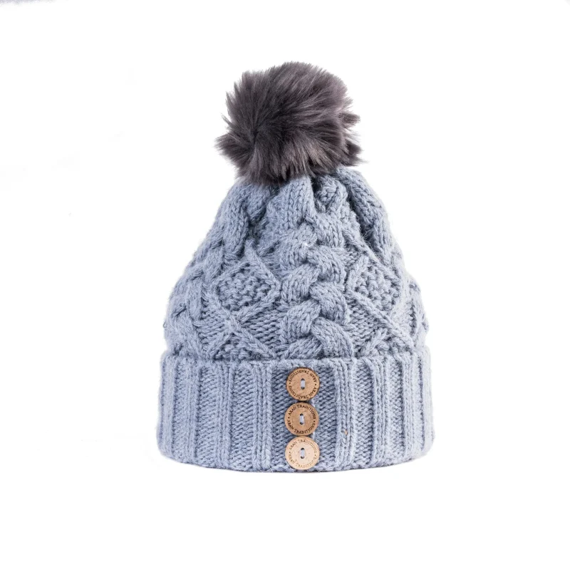 aran diamond cable knit hat