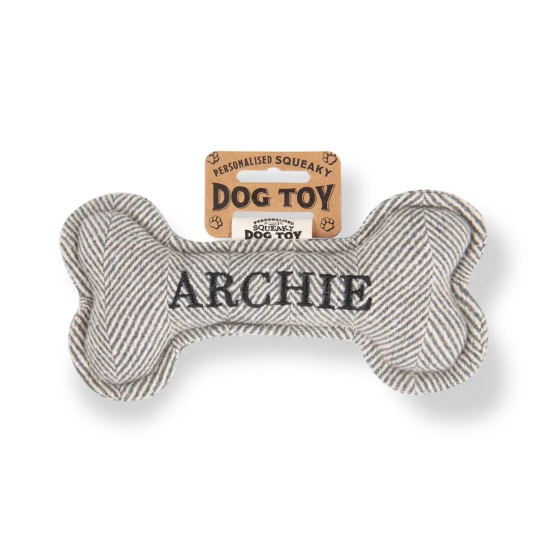 archie squeaky bone dog toy