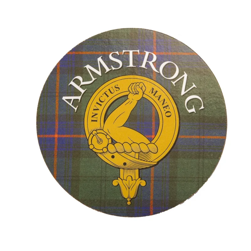 armstrong family name round cork coaster