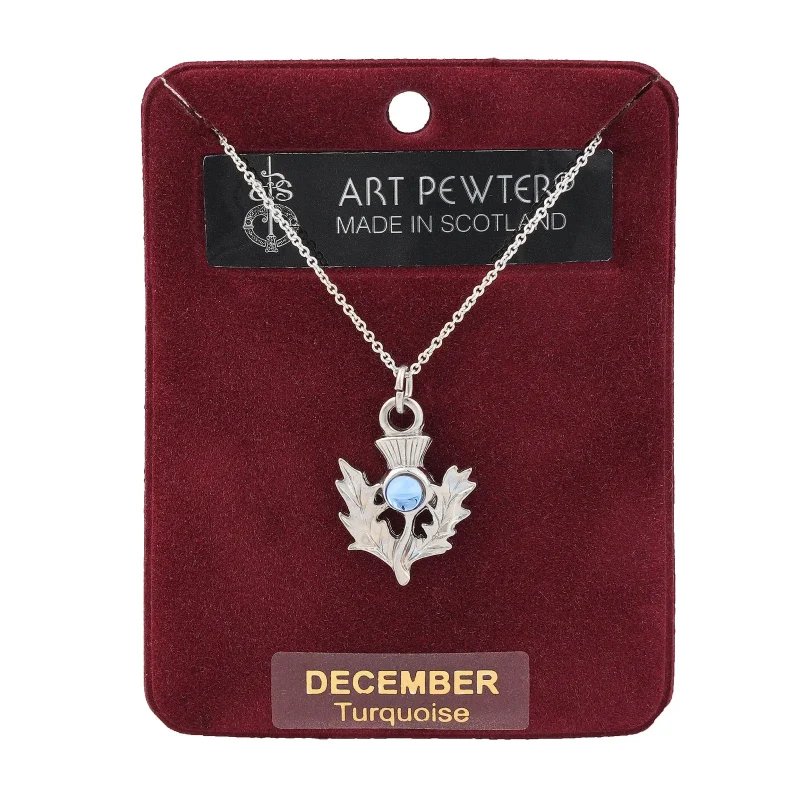 artisan pewter december thistle necklace