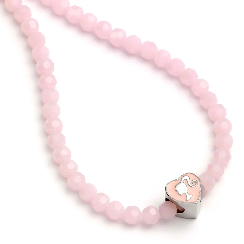 barbie heart shaped bead necklace in pink