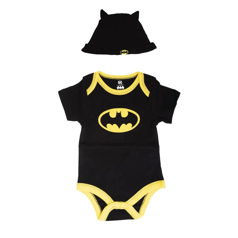 batman babygrow cap set