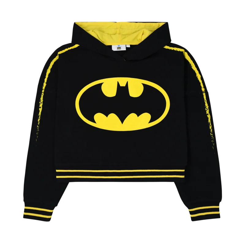 batman logo crop hoodie for women