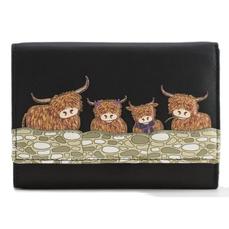 bella black tri fold family purse