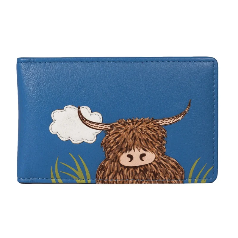 bella highland cow blue id card holder