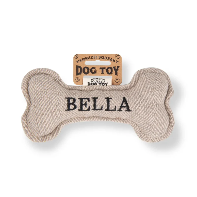 bella squeaky bone dog toy